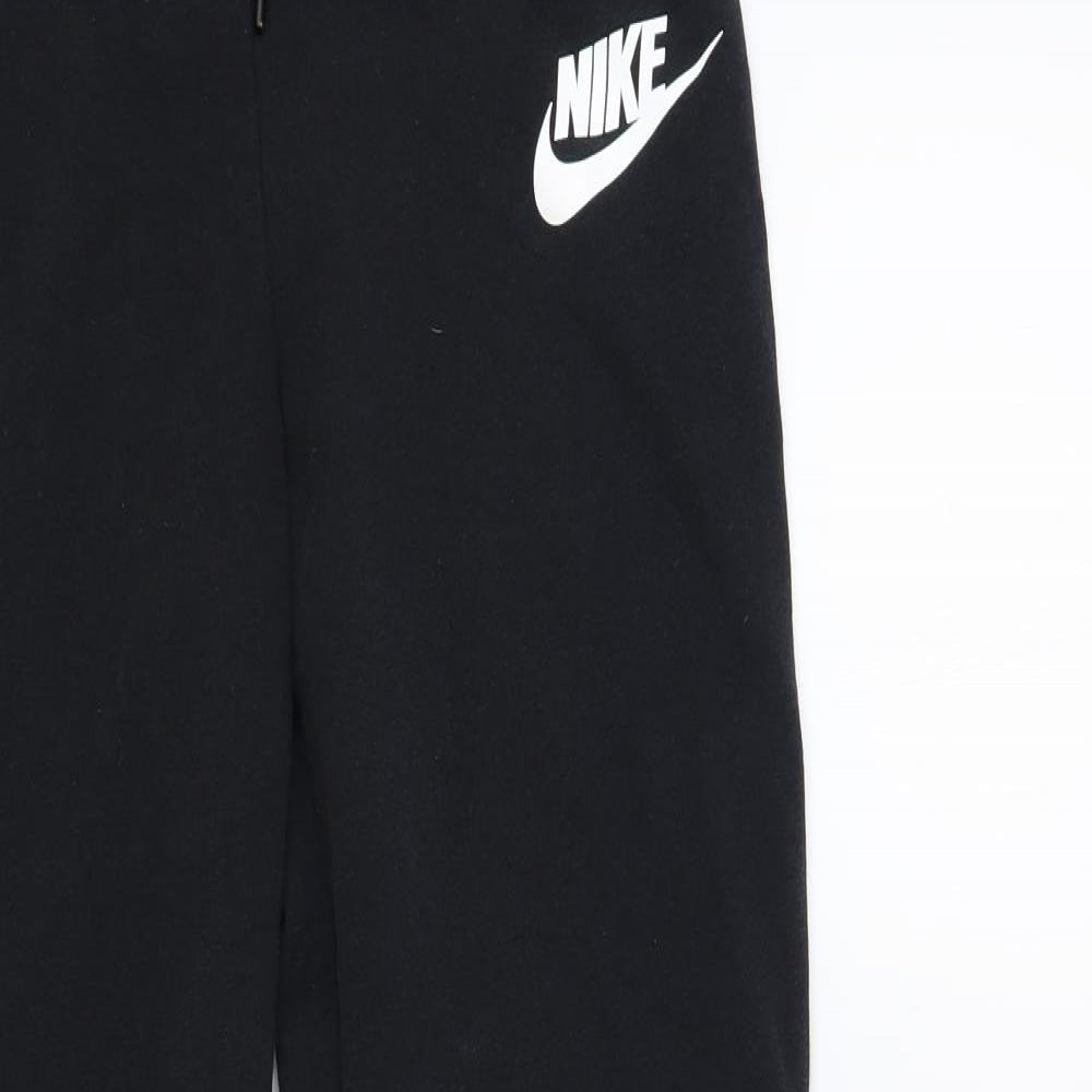 Nike Mens Black Cotton Jogger Trousers Size M L30 in Regular Drawstring