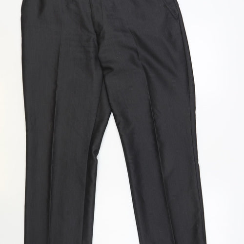 NEXT Mens Grey Striped Polyester Trousers Size 34 in L29 in Regular Button