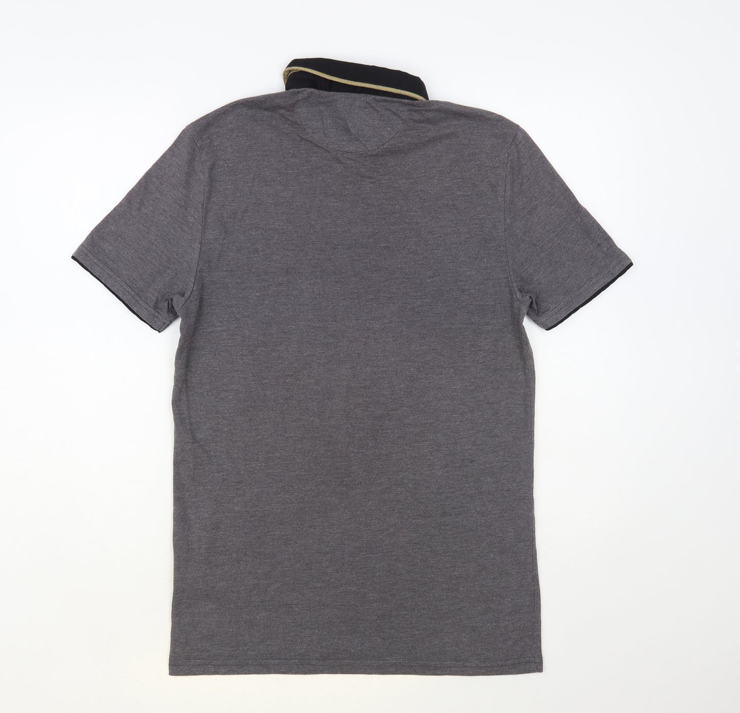 Nineteen Twenty Two Mens Grey Cotton Polo Size S Collared Button