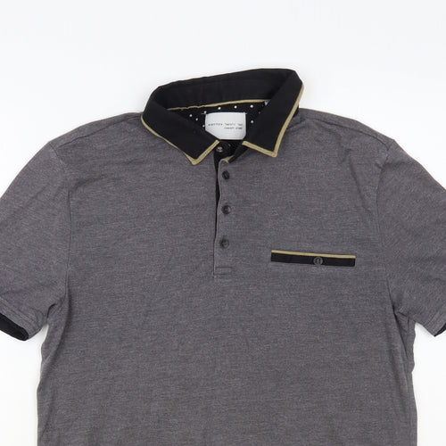 Nineteen Twenty Two Mens Grey Cotton Polo Size S Collared Button