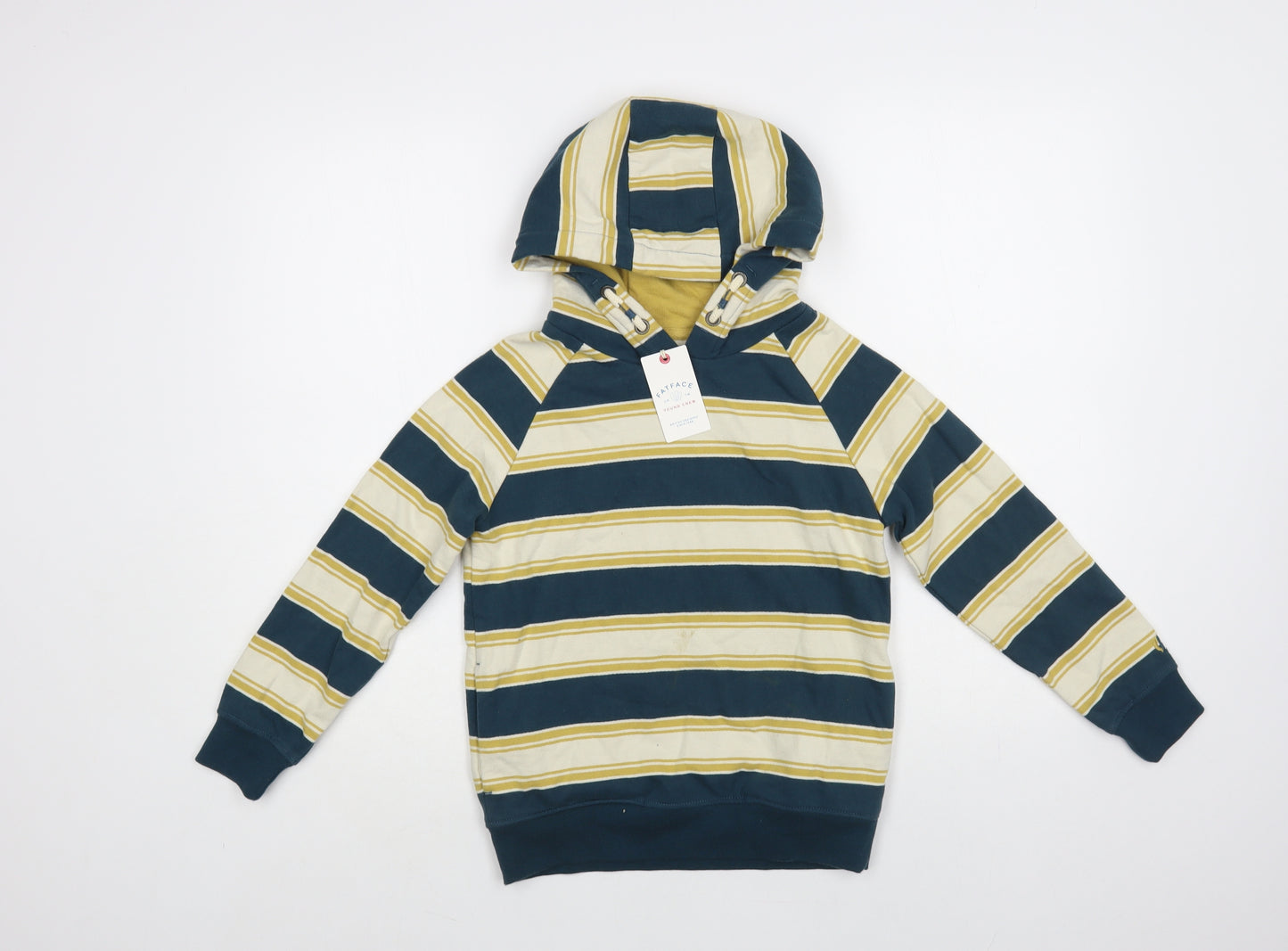 Fat Face Boys Multicoloured Striped Cotton Pullover Hoodie Size 7-8 Years Pullover