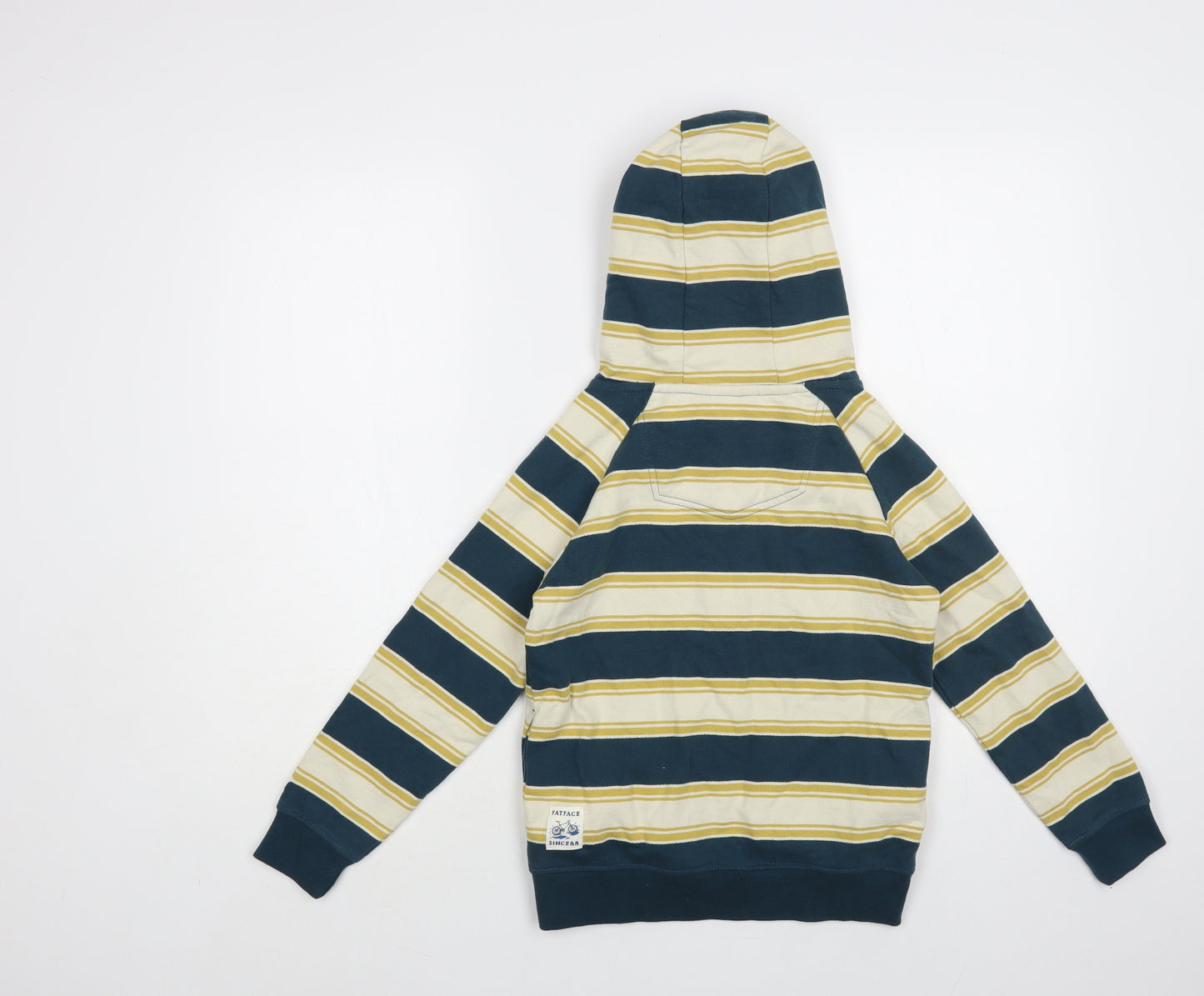 Fat Face Boys Multicoloured Striped Cotton Pullover Hoodie Size 7-8 Years Pullover