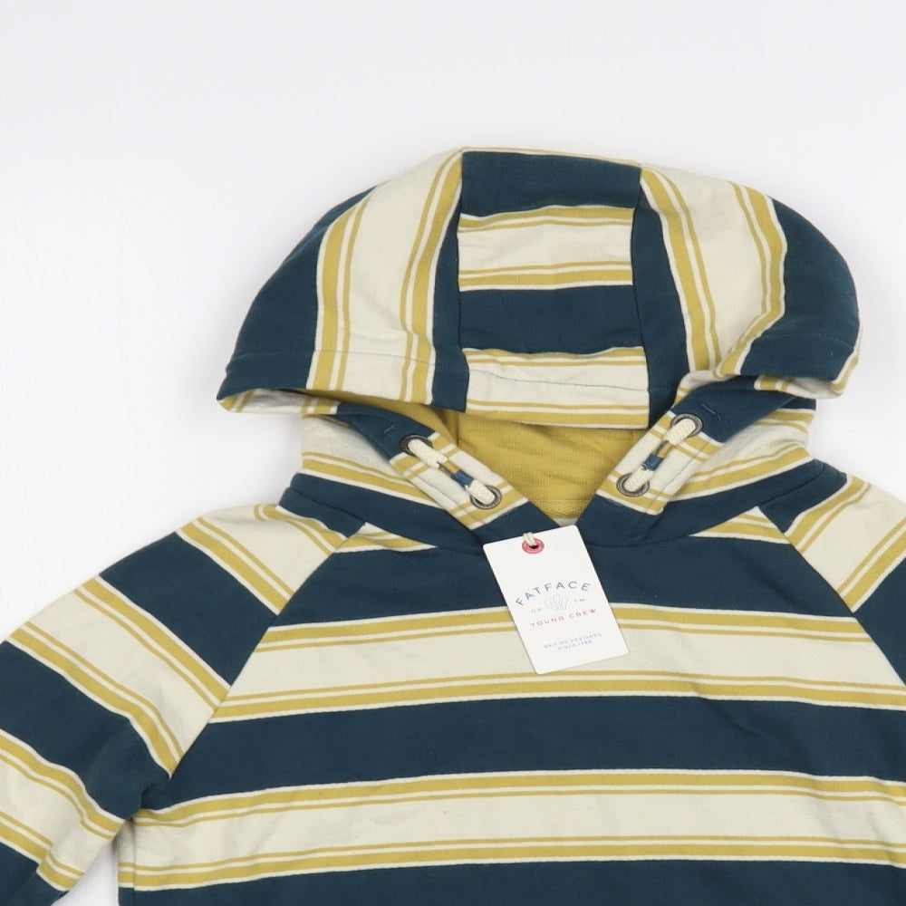 Fat Face Boys Multicoloured Striped Cotton Pullover Hoodie Size 7-8 Years Pullover