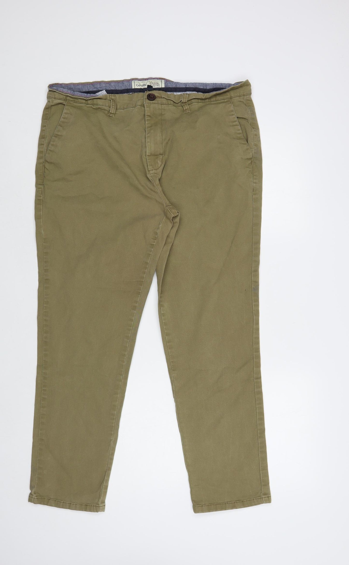 George Mens Beige Cotton Chino Trousers Size 38 in L30 in Regular Button