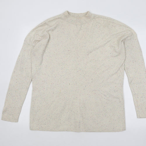 Very Womens Ivory Mock Neck Geometric Cotton Pullover Jumper Size 16