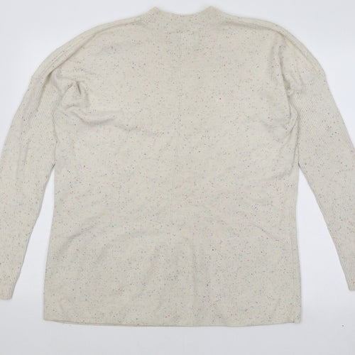 Very Womens Ivory Mock Neck Geometric Cotton Pullover Jumper Size 16