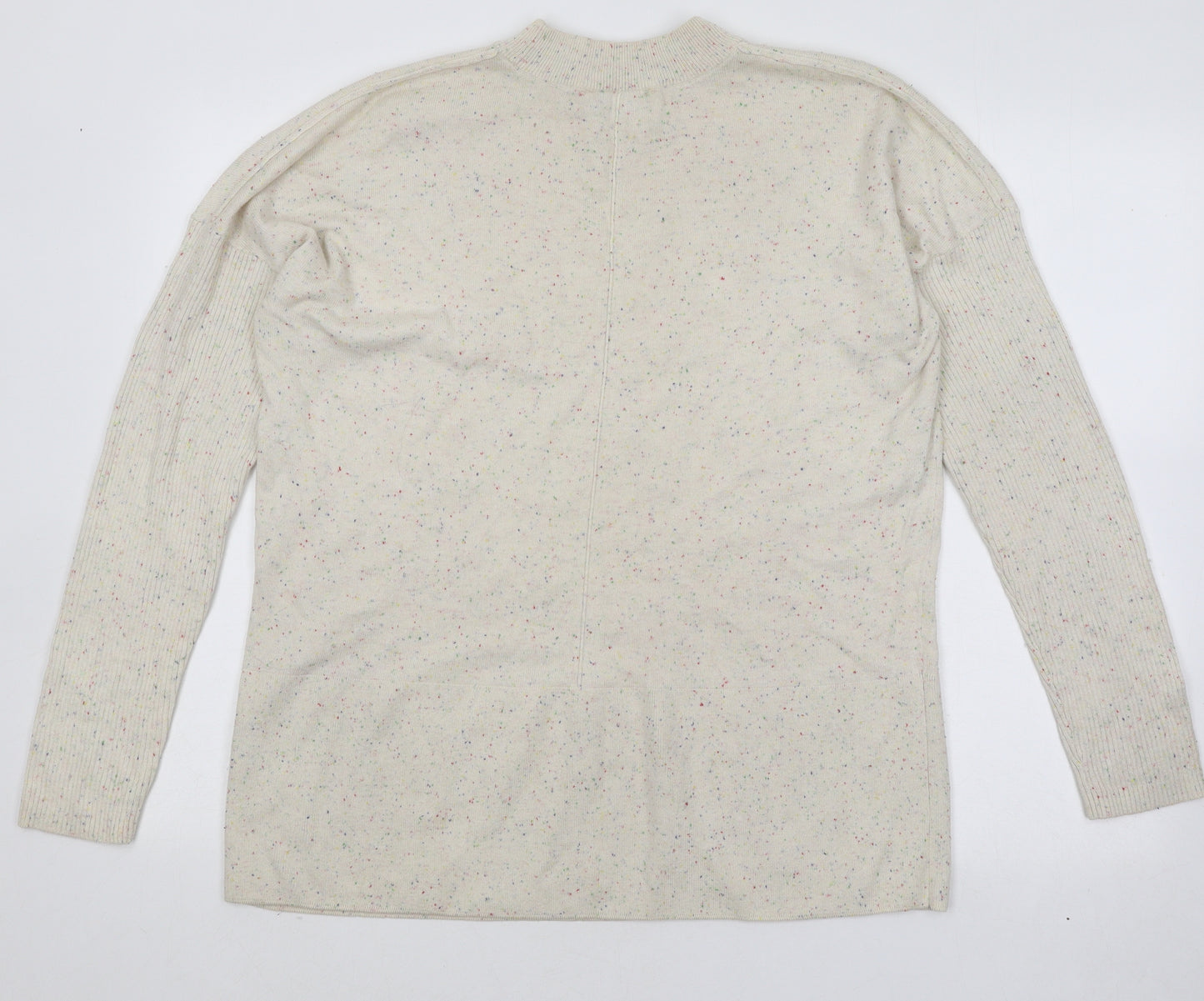 Very Womens Ivory Mock Neck Geometric Cotton Pullover Jumper Size 16