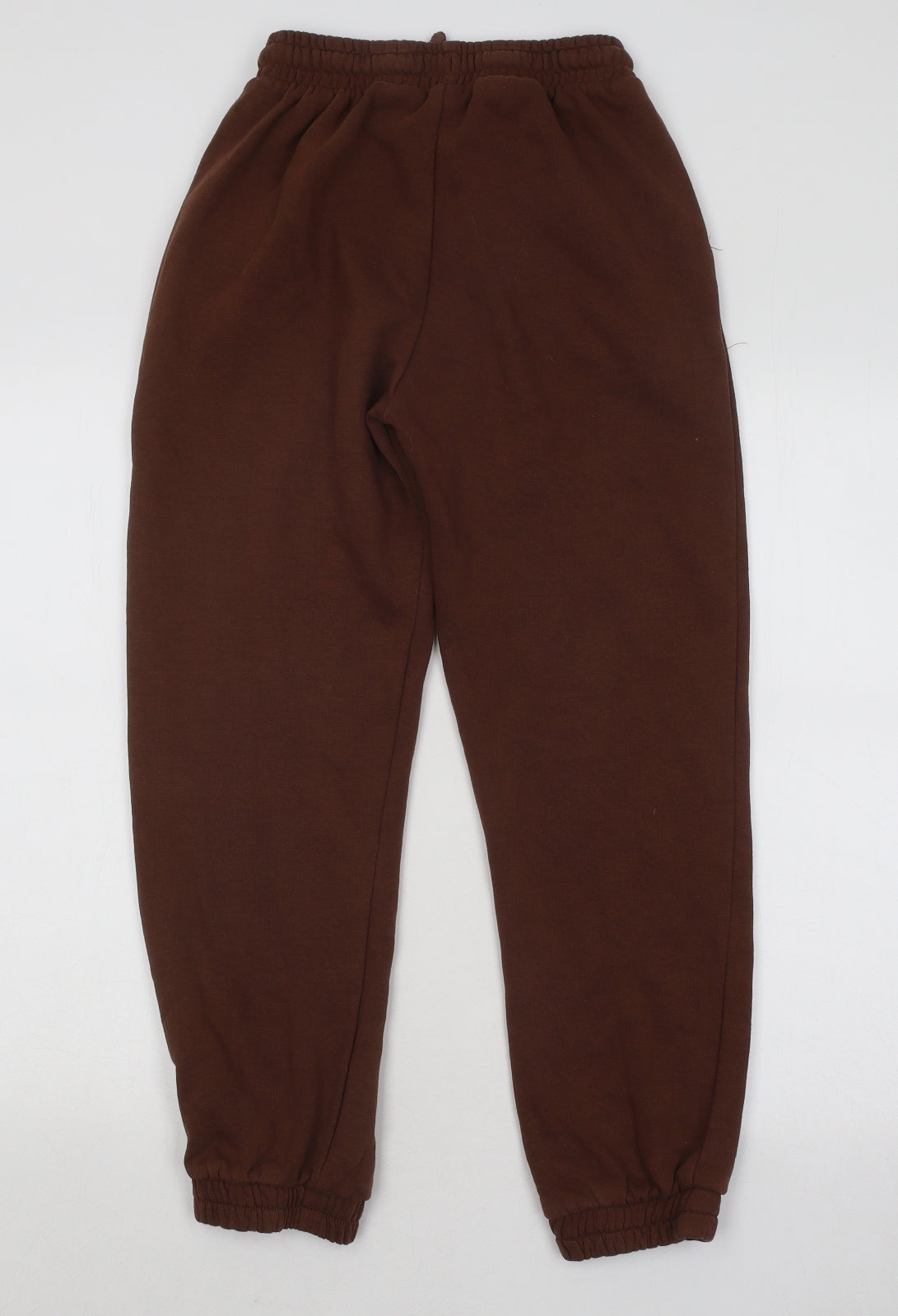 Zara Womens Brown Cotton Jogger Trousers Size S L25 in Regular Drawstring
