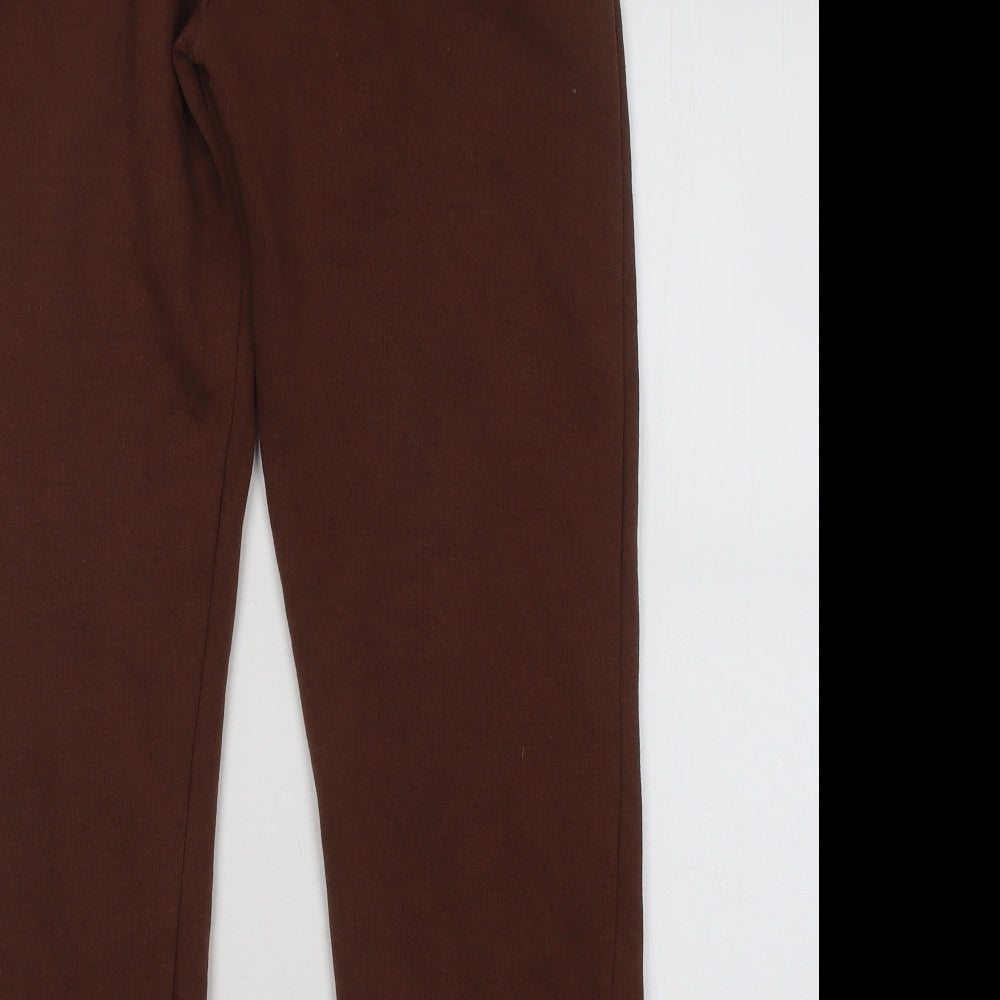 Zara Womens Brown Cotton Jogger Trousers Size S L25 in Regular Drawstring