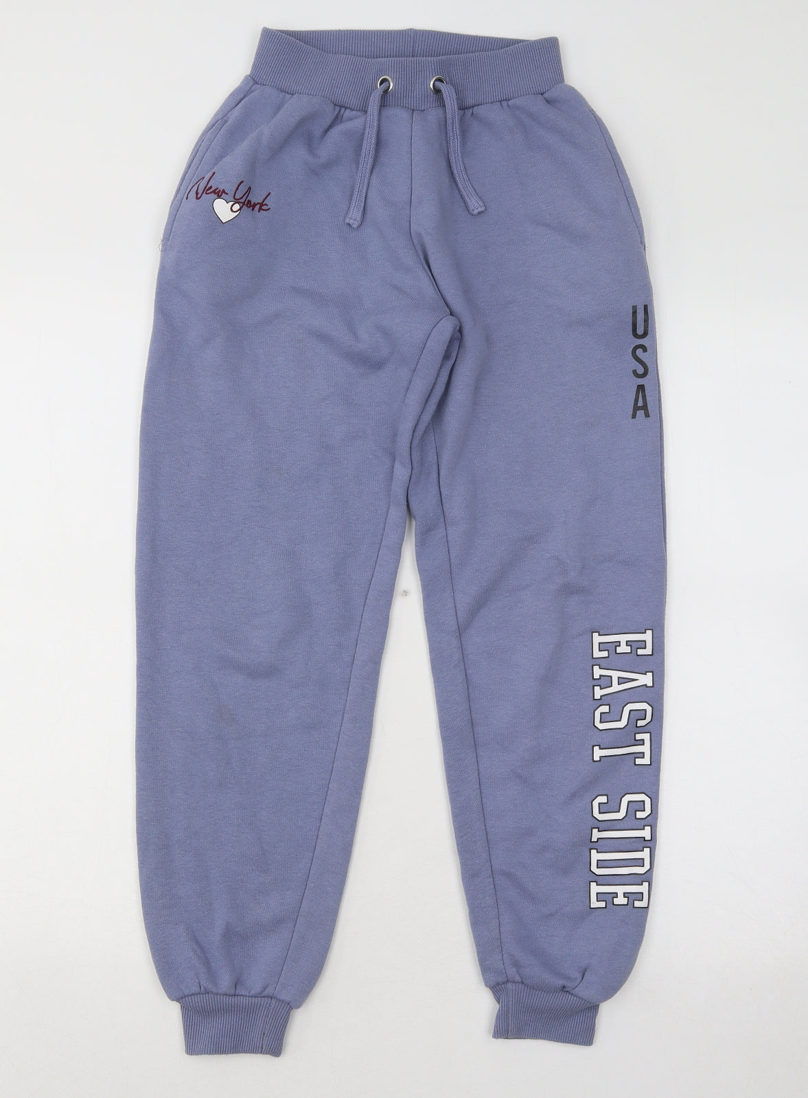 New Look Girls Purple Cotton Jogger Trousers Size 10-11 Years Regular Drawstring - New York USA