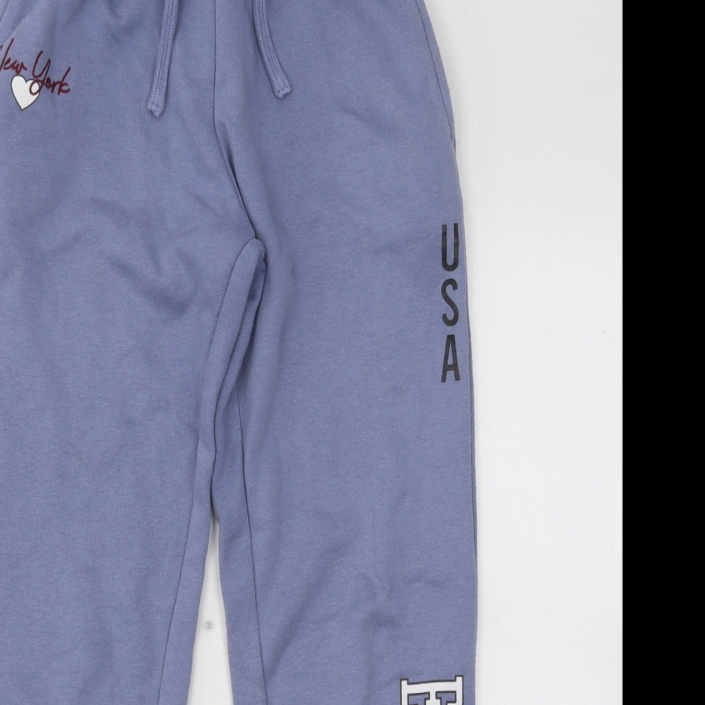 New Look Girls Purple Cotton Jogger Trousers Size 10-11 Years Regular Drawstring - New York USA