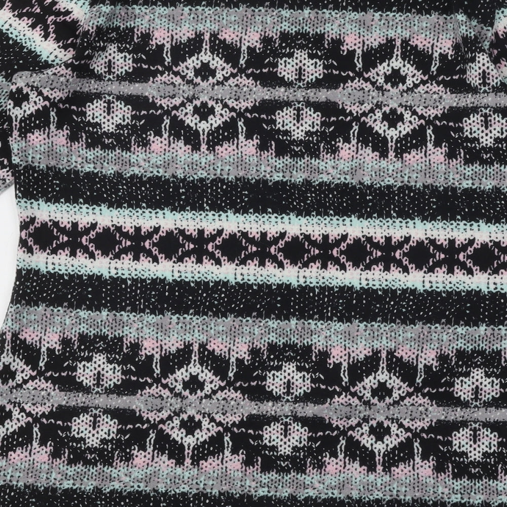 F&F Womens Multicoloured Geometric Polyester Jumper Dress Size 14 Round Neck Pullover