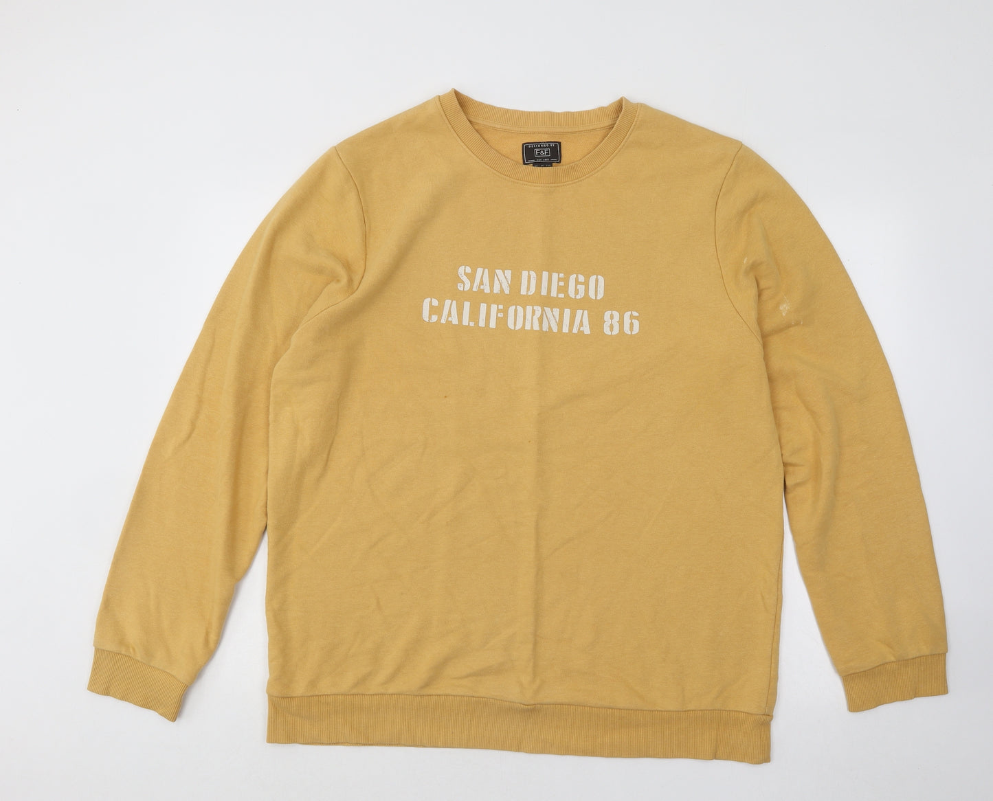 F&F Mens Orange Cotton Pullover Sweatshirt Size XL - San Diego California