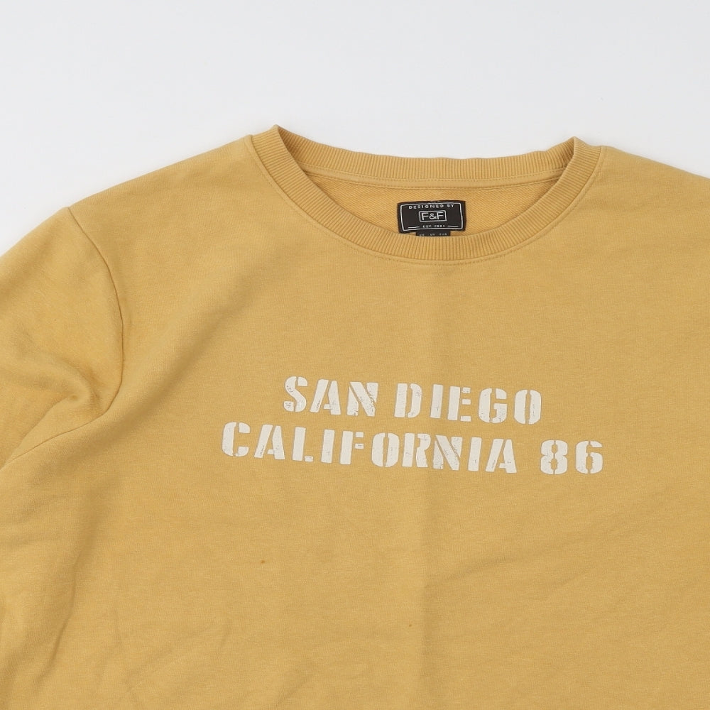 F&F Mens Orange Cotton Pullover Sweatshirt Size XL - San Diego California