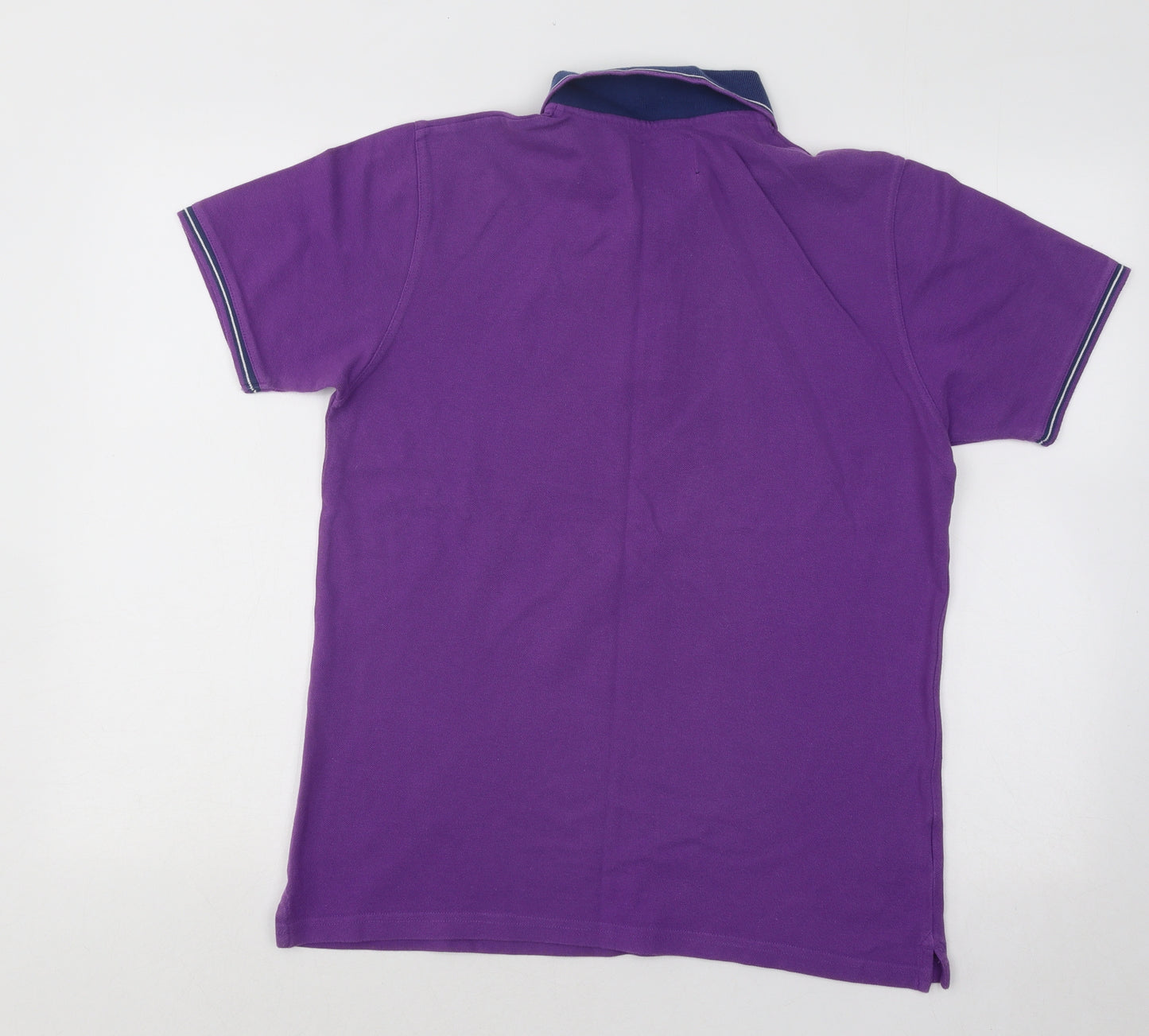 Easy Mens Purple Cotton Polo Size M Collared Button
