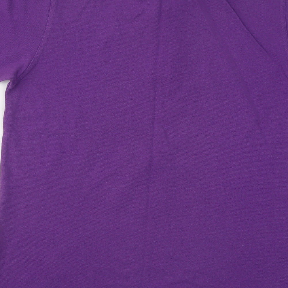 Easy Mens Purple Cotton Polo Size M Collared Button