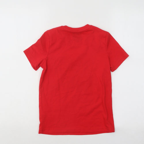 F&F Boys Red Cotton Basic T-Shirt Size 6-7 Years Round Neck Pullover - Welsh Dragon