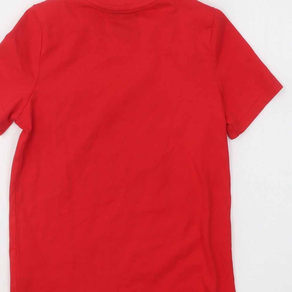 F&F Boys Red Cotton Basic T-Shirt Size 6-7 Years Round Neck Pullover - Welsh Dragon