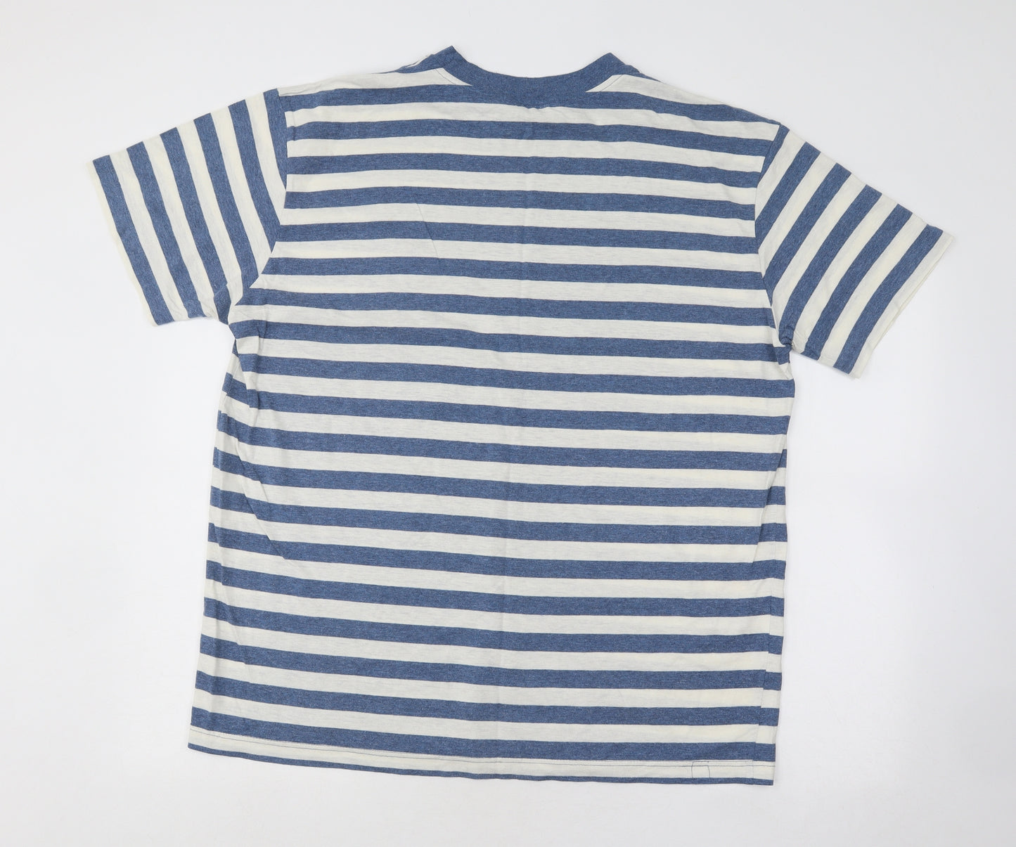 Marks and Spencer Womens Blue Striped Cotton Basic T-Shirt Size 18 Round Neck