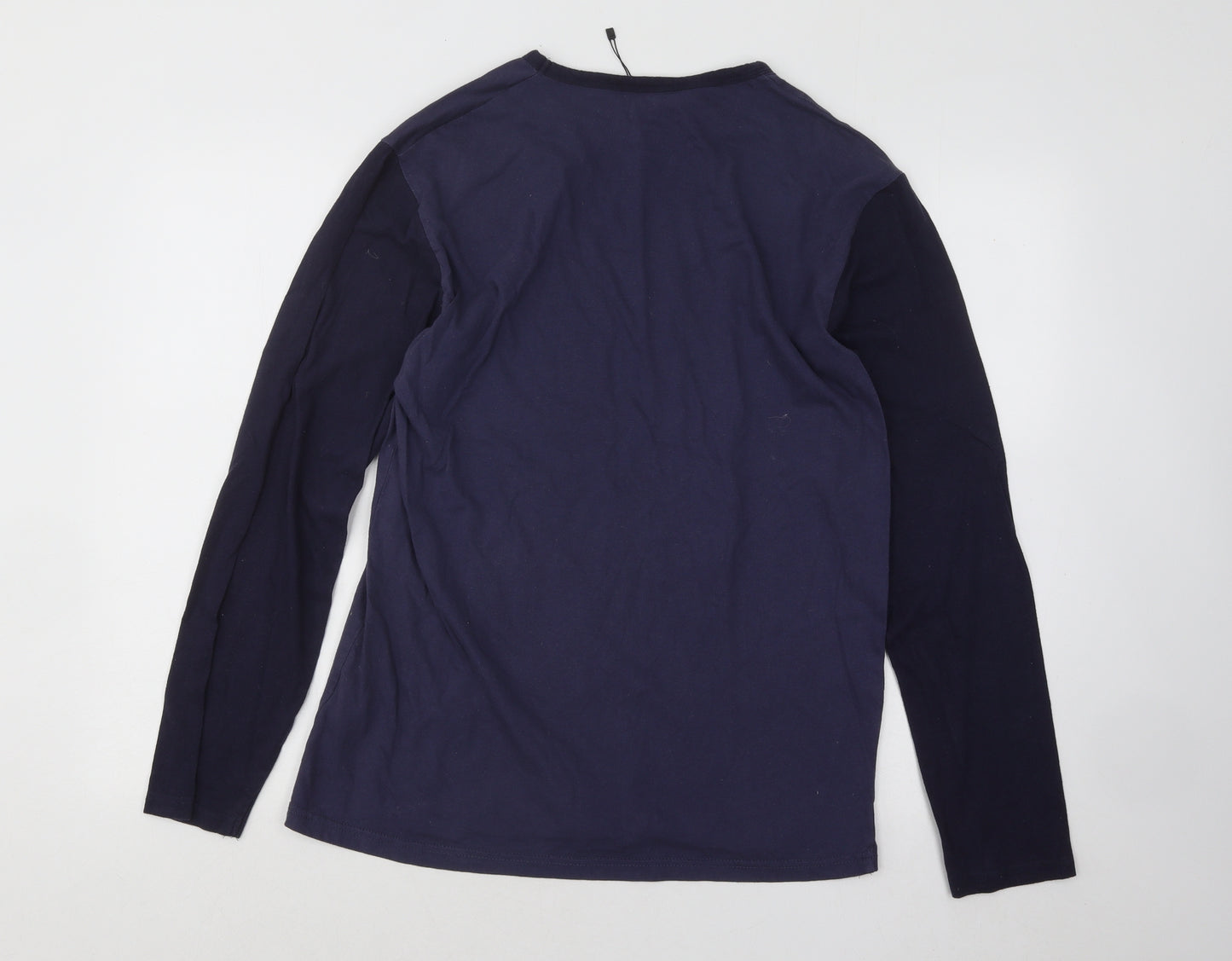 Tom Franks Mens Blue Cotton T-Shirt Size L Round Neck