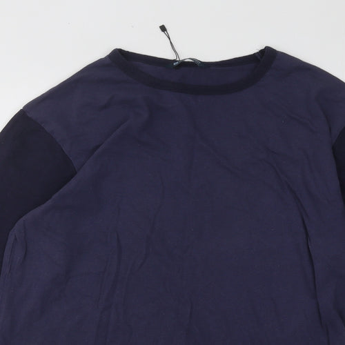 Tom Franks Mens Blue Cotton T-Shirt Size L Round Neck