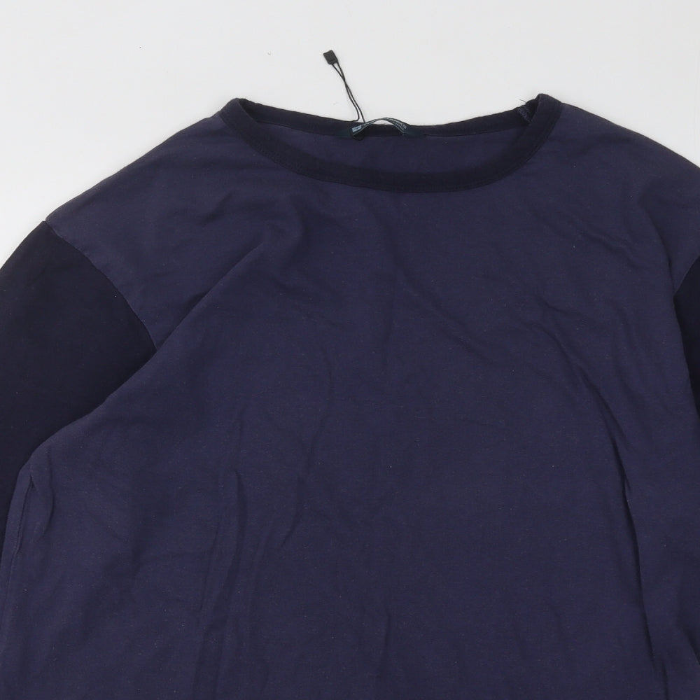 Tom Franks Mens Blue Cotton T-Shirt Size L Round Neck