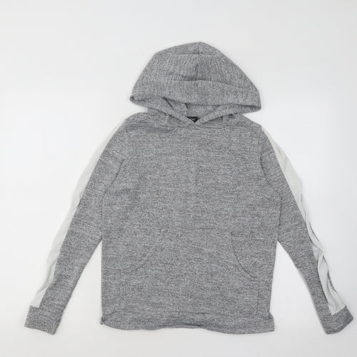 Boohoo Womens Grey Acrylic Pullover Hoodie Size 6 Pullover