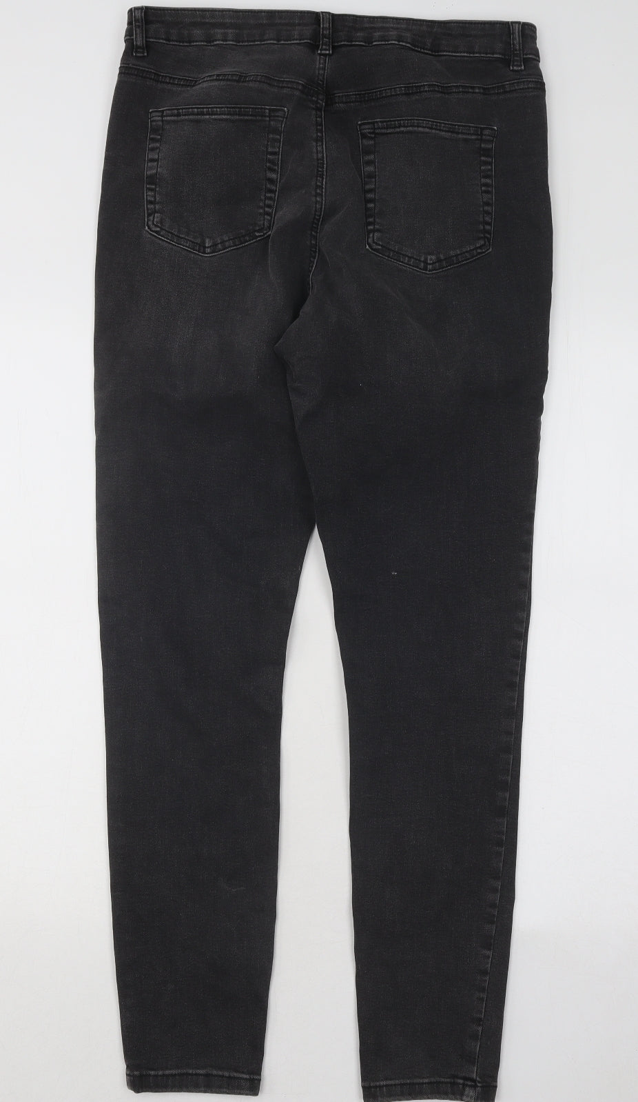 Primark Womens Grey Cotton Skinny Jeans Size 16 L28 in Regular Button