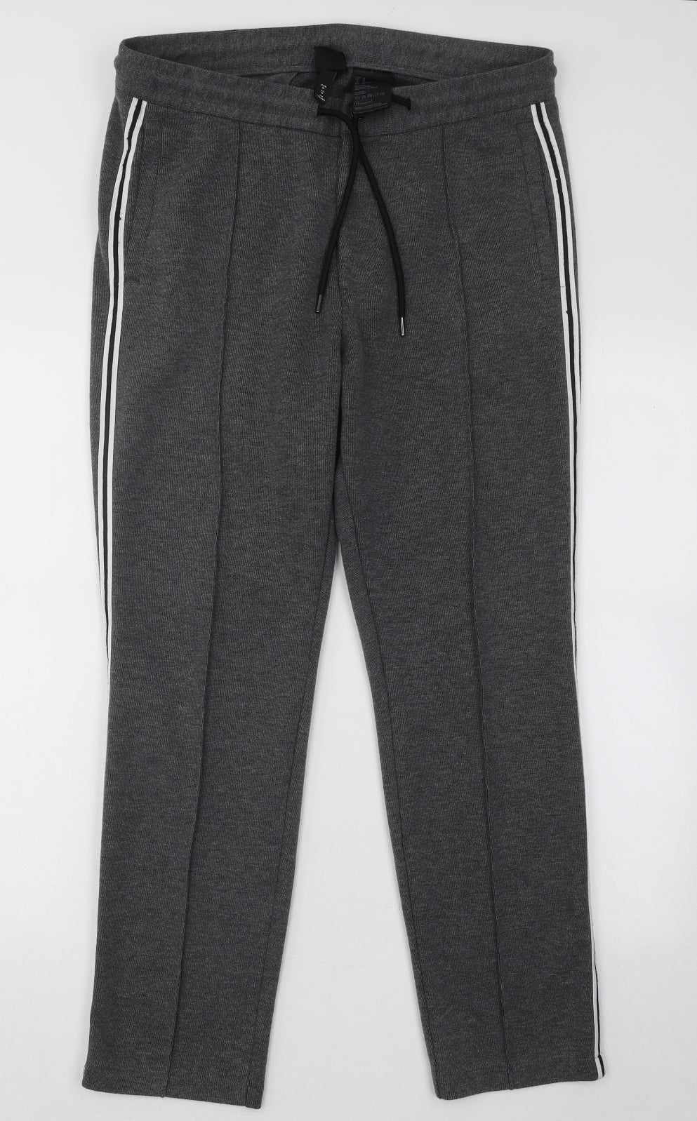 H&M Womens Grey Cotton Jogger Trousers Size M L27 in Regular Drawstring