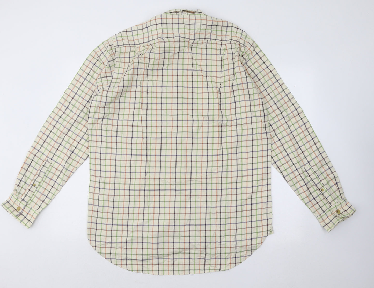 Viyella Mens Multicoloured Plaid Cotton Button-Up Size 16.5 Collared Button