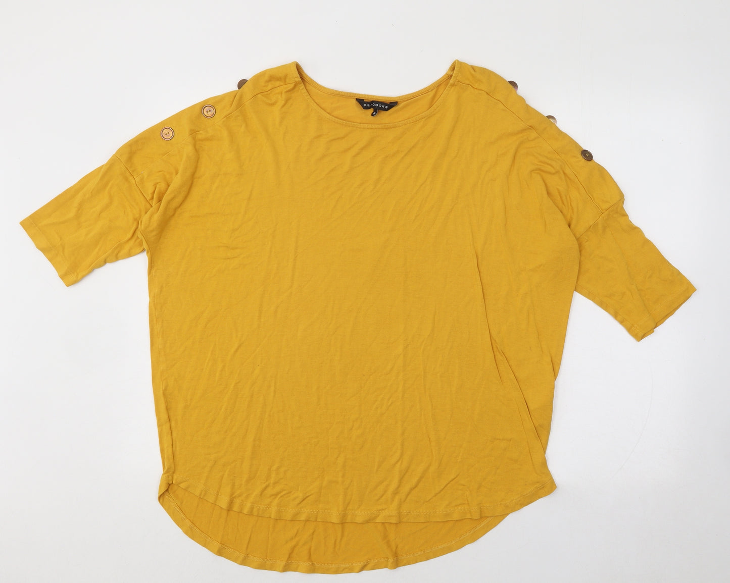 Peacocks Womens Yellow Viscose Basic T-Shirt Size 18 Round Neck