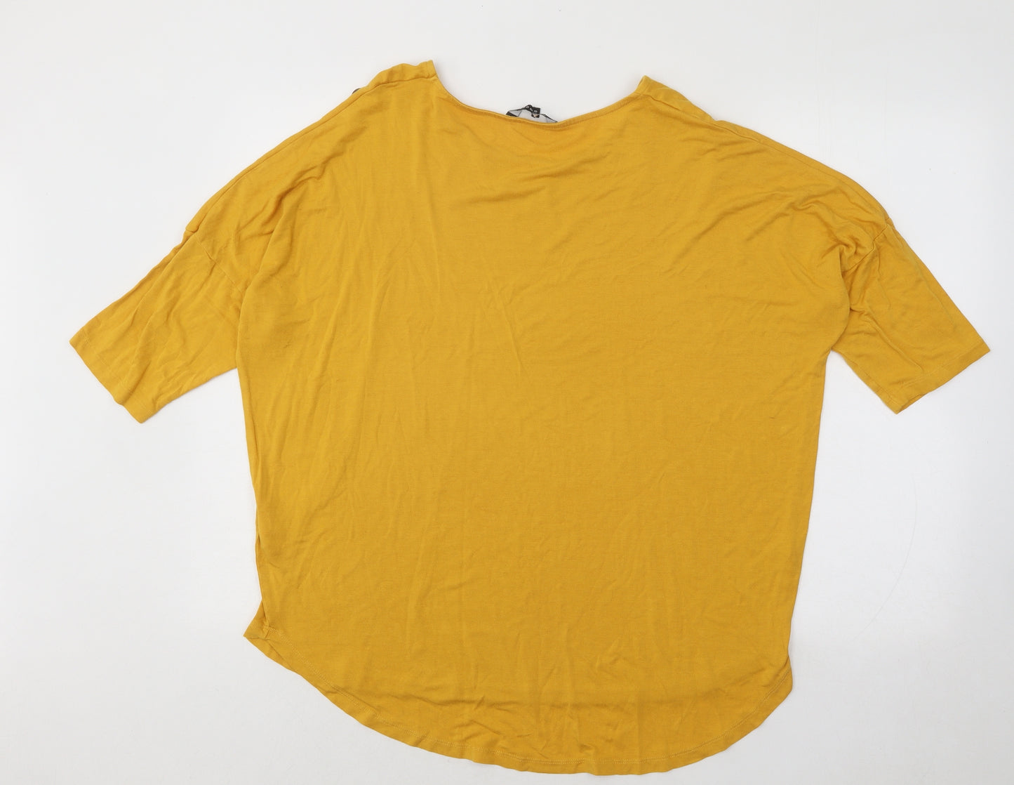 Peacocks Womens Yellow Viscose Basic T-Shirt Size 18 Round Neck