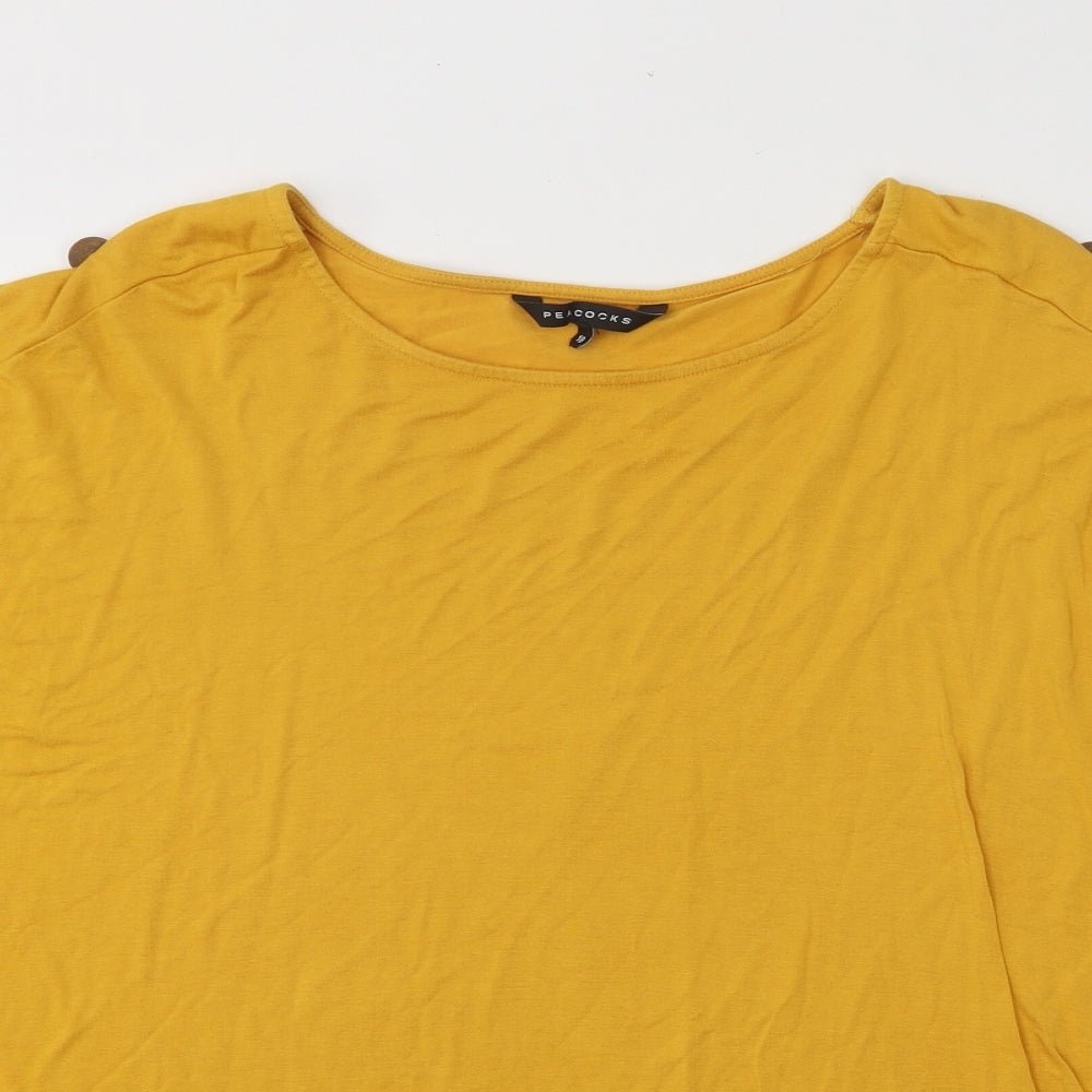Peacocks Womens Yellow Viscose Basic T-Shirt Size 18 Round Neck