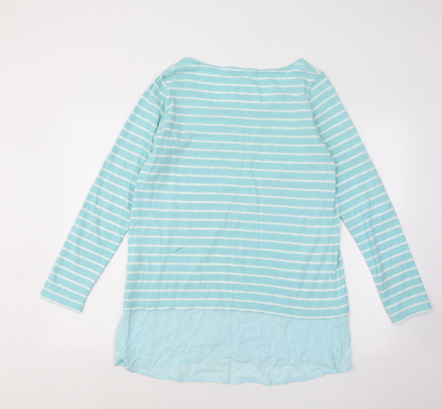 White Stuff Womens Blue Striped Cotton Basic T-Shirt Size 14 Round Neck