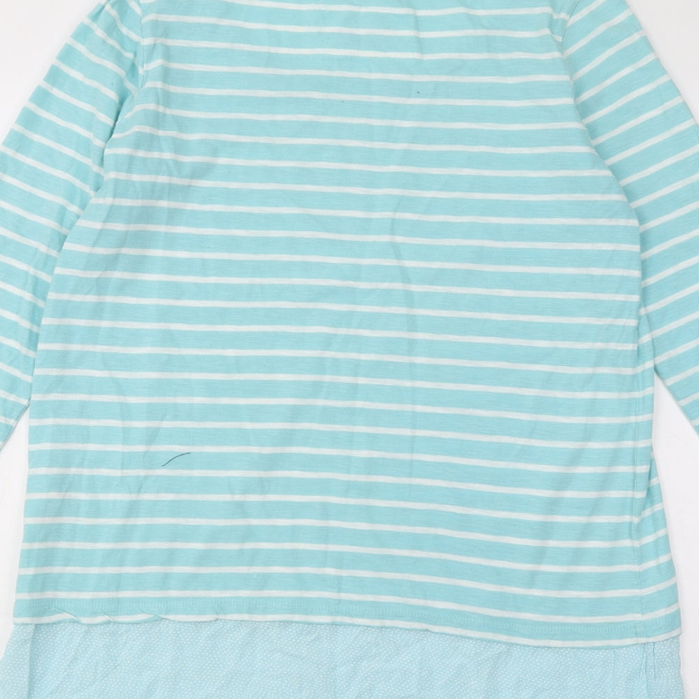 White Stuff Womens Blue Striped Cotton Basic T-Shirt Size 14 Round Neck