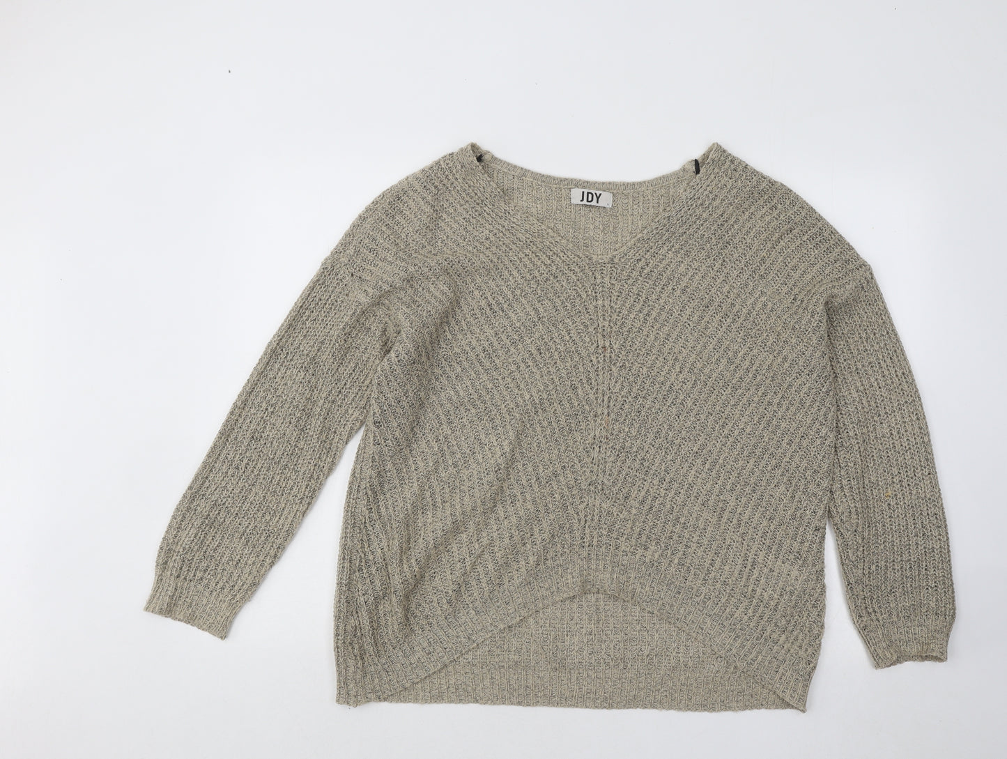 JDY Womens Brown V-Neck Acrylic Pullover Jumper Size L