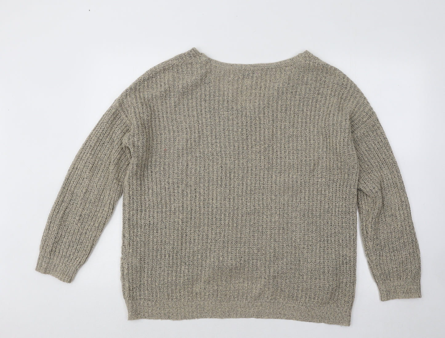 JDY Womens Brown V-Neck Acrylic Pullover Jumper Size L