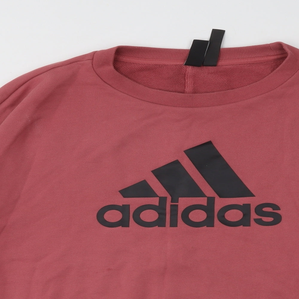 adidas Womens Pink Cotton Pullover Sweatshirt Size M Pullover