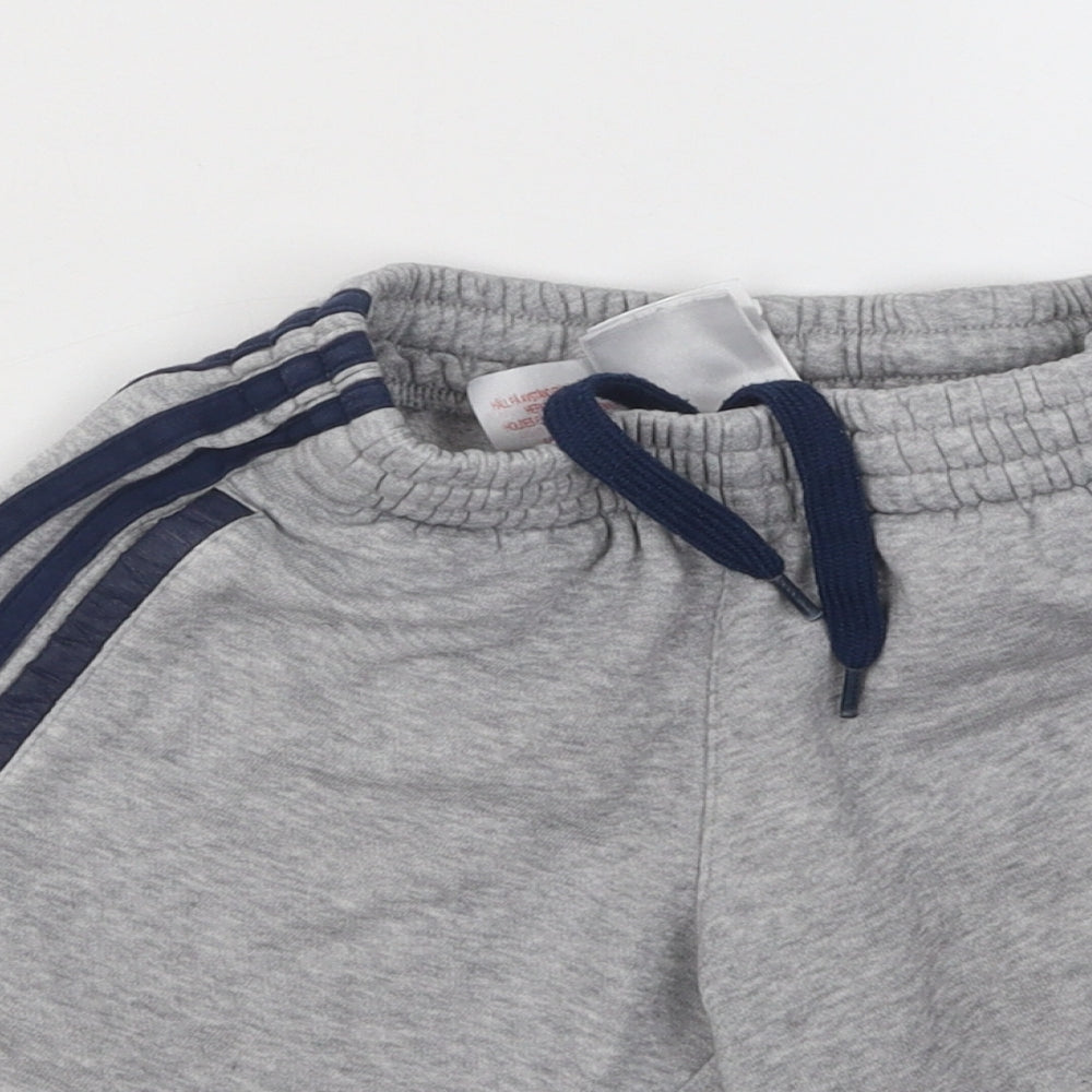 adidas Boys Grey Cotton Sweat Shorts Size 4-5 Years Regular Drawstring