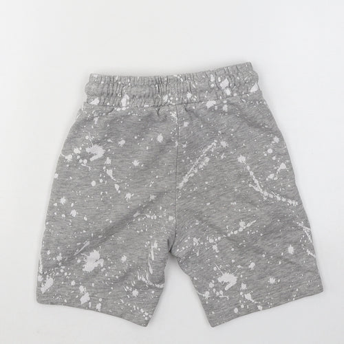 NEXT Boys Grey Geometric Cotton Sweat Shorts Size 5 Years Regular Drawstring - Paint Splatter