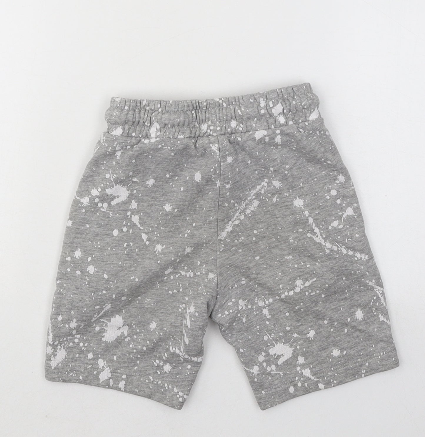 NEXT Boys Grey Geometric Cotton Sweat Shorts Size 5 Years Regular Drawstring - Paint Splatter