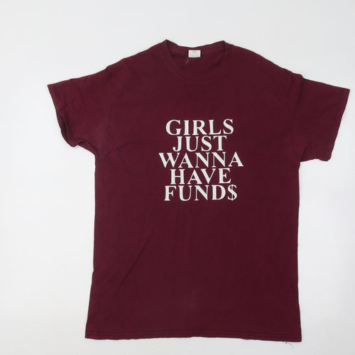 Gildan Womens Purple Cotton Basic T-Shirt Size M Round Neck - Girls Just Wanna Have Funds