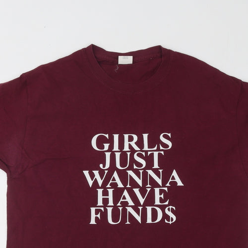 Gildan Womens Purple Cotton Basic T-Shirt Size M Round Neck - Girls Just Wanna Have Funds