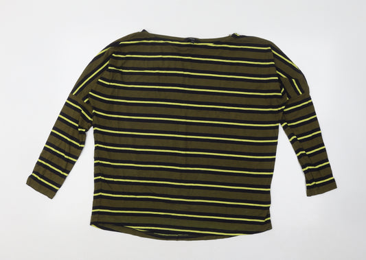 Front view of Next women’s multicoloured round neck striped viscose jumper, size UK 14