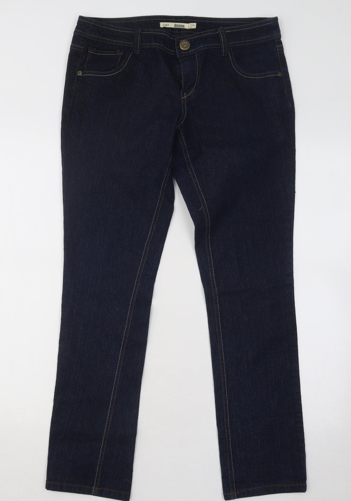 Dorothy Perkins Womens Blue Cotton Straight Jeans Size 12 L27 in Regular Button