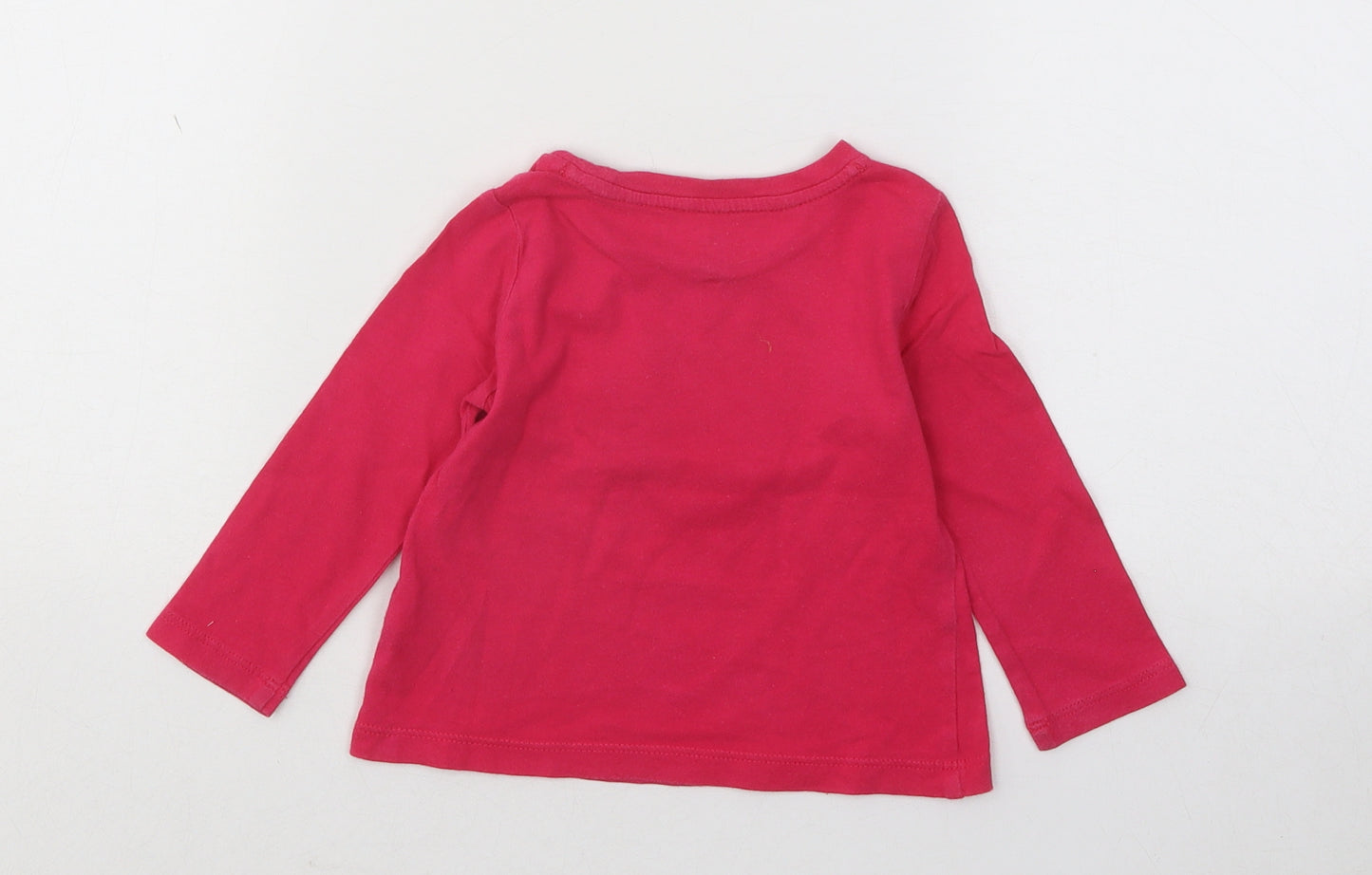 Gap Girls Pink Cotton Basic T-Shirt Size 12-18 Months Round Neck Pullover - Love Heart