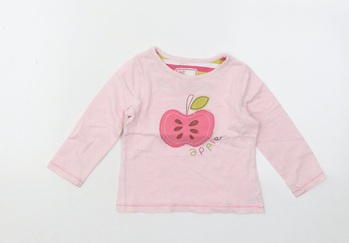NEXT Girls Pink Cotton Basic T-Shirt Size 12-18 Months Round Neck Pullover - Apple