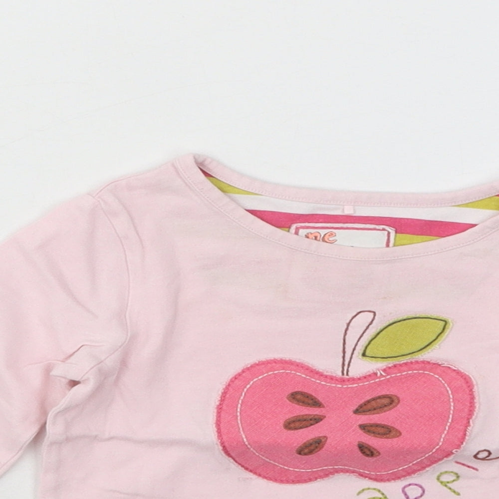 NEXT Girls Pink Cotton Basic T-Shirt Size 12-18 Months Round Neck Pullover - Apple