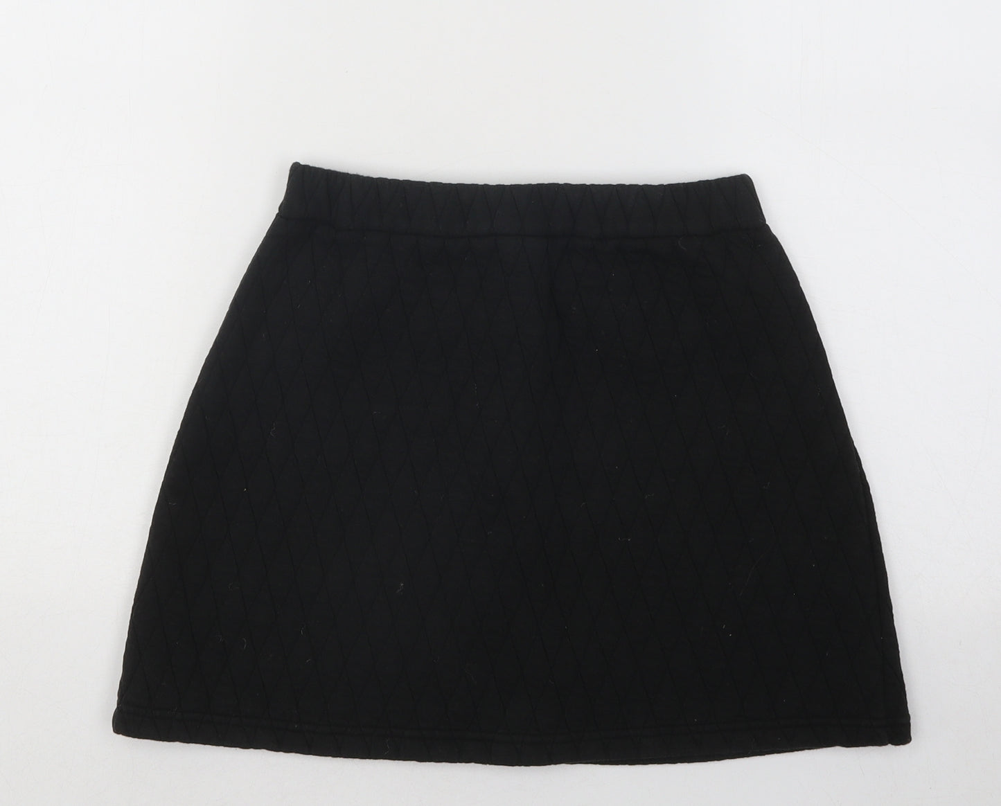 Dunnes Stores Girls Black Geometric Cotton A-Line Skirt Size 10-11 Years Regular Button - Love Heart