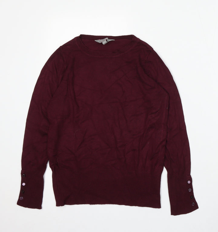 Dorothy Perkins Womens Red Round Neck Viscose Pullover Jumper Size 6